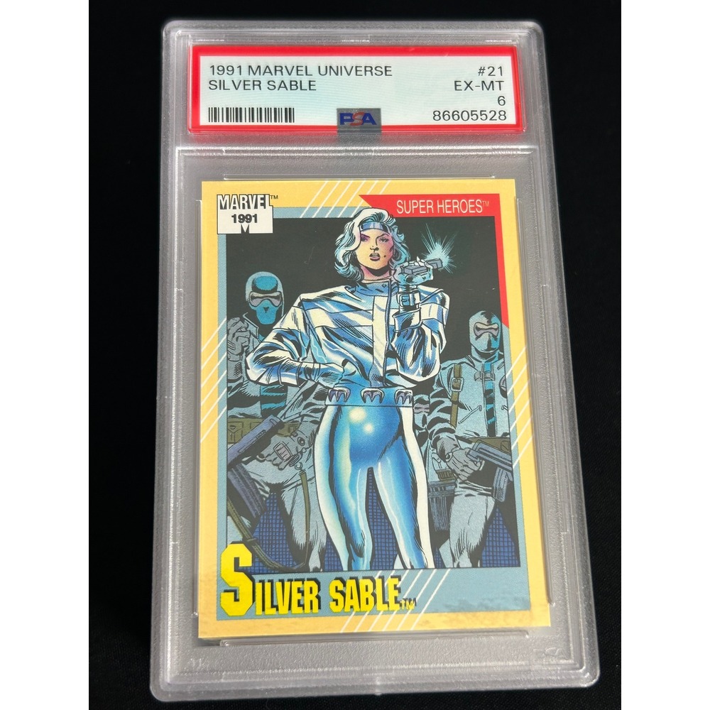 1991 Marvel Universe Silver Sable #21 EX-MT 6 PSA Graded Collectible Card
